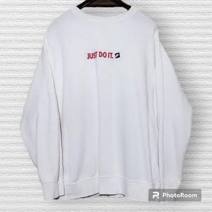 Nike Y2K JUST DO IT spell out white Pullover sweater / sweatshirt size men's XL